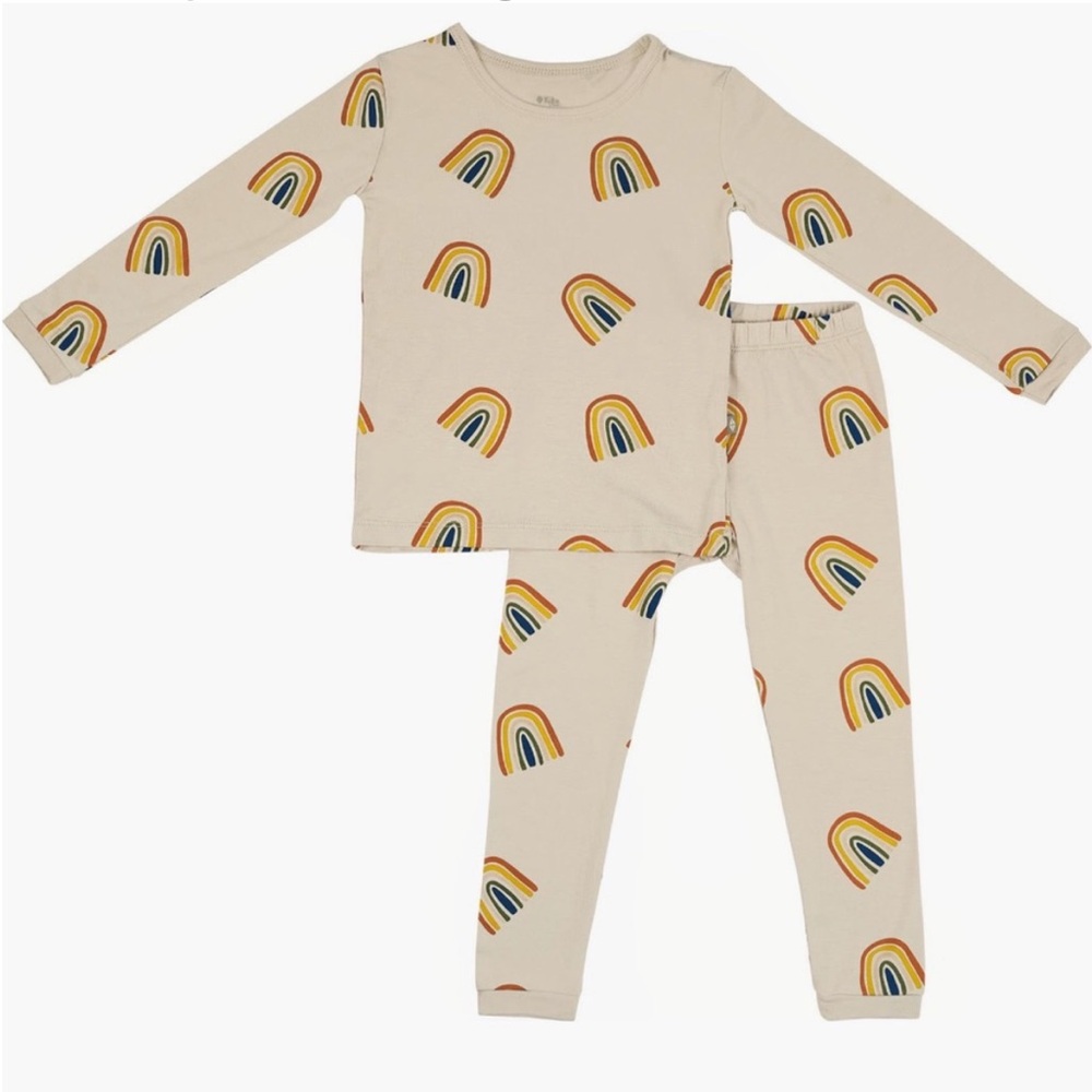 Kyte Baby Rust Rainbow on Oat Two Piece Pajamas 2T